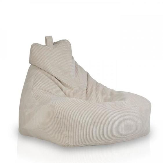Pouf Poire Fauteuil KEIKO M Velours côtelé Blanc