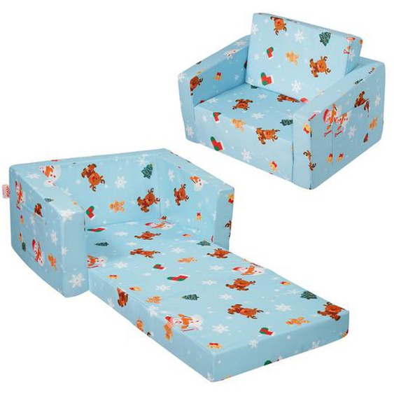Fauteuil pour Enfants Pliable-VEVOR-en Éponge 25D Haute Densité Souple et Confortable et Housse en Tissu de Flanelle-Bleu
