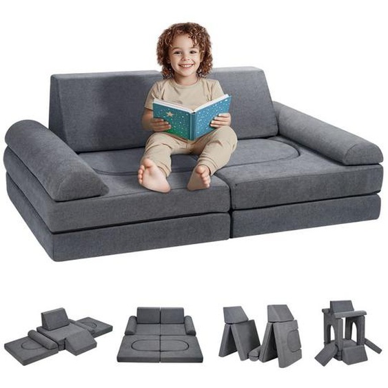 Fauteuil pour Enfants Pliable-VEVOR-Éponge 25D Haute Densité Souple et Confortable-Meuble de Salle de Jeux pour Sommeil-Gris