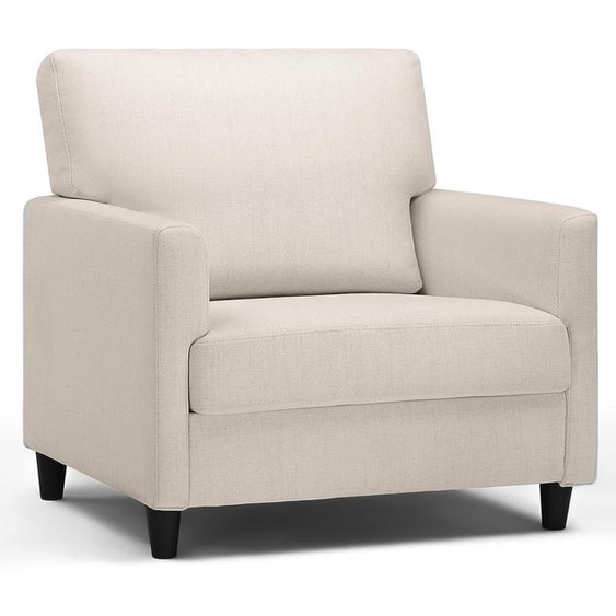 Fauteuil pour salon, avec accoudoirs, en lin, de couleur blanche, capacité de charge de 150 kg