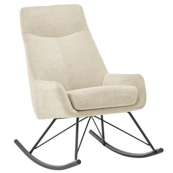 Fauteuil relax à bascule ADRIAN assise confortable pied métal noir tissu crème