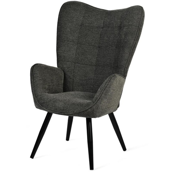 Fauteuil relax avec dossier haut, revêtement en tissu, pieds en métal, dimensions : 68 x 50 x 106 cm