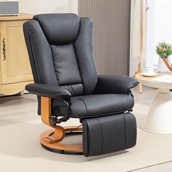 Fauteuil relax avec fonction dinclinaison, fauteuil TV pivotant à 360°, fauteuil inclinable en similicuir, noir | Inclinable à 135° | 78 x 88 x 103 cm | jusquà 150 kg