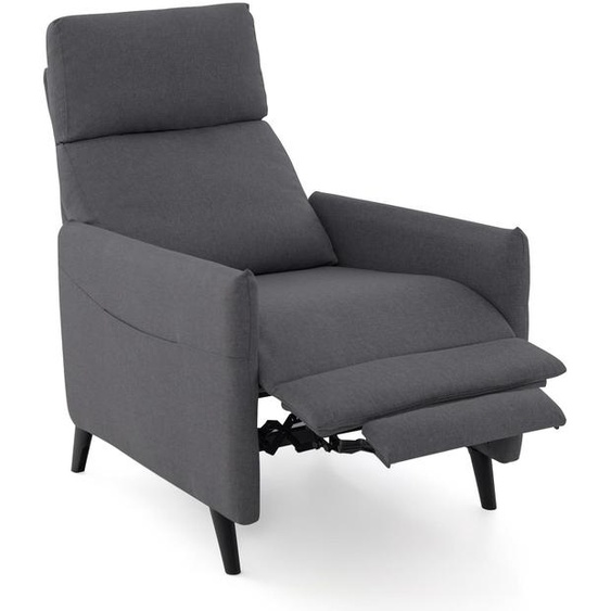 Fauteuil relax avec fonction inclinable, réglable, en lin, de couleur gris foncé