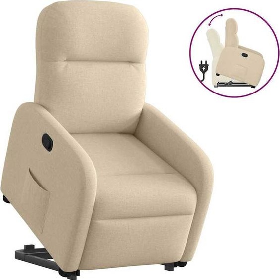 Fauteuil relax avec releveur Crème Tissu - Fauteuil TV & Relax 3302980