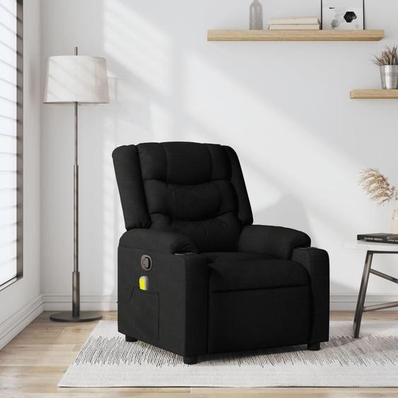 Fauteuil relax de massage simple, tissu noir - Fauteuil de télévision et de relaxation FR2486708 1parcel