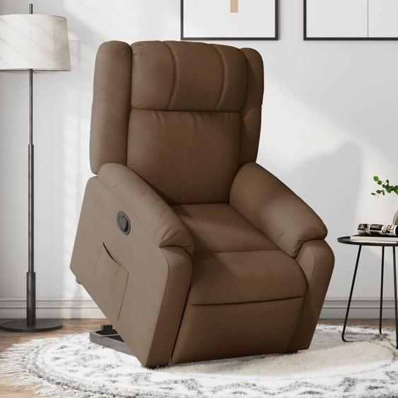 Fauteuil relax design avec releveur Marron Tissu, Fauteuil classique 2024 Nouveau