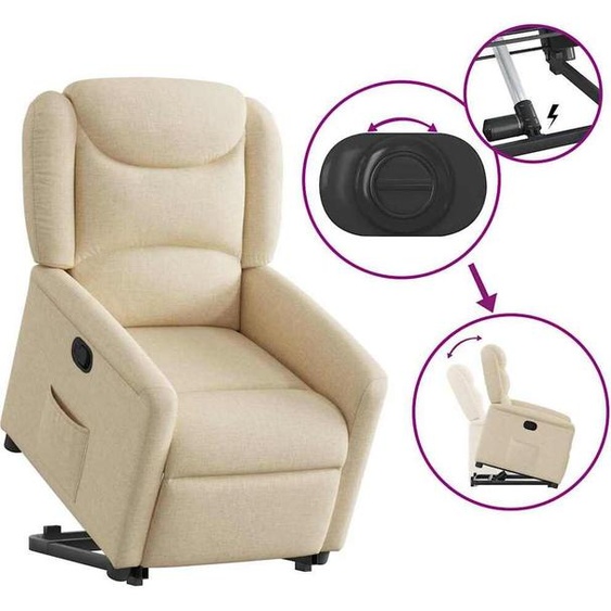 Fauteuil relax design avec releveur Tissu crème, Fauteuil classique Nouveau