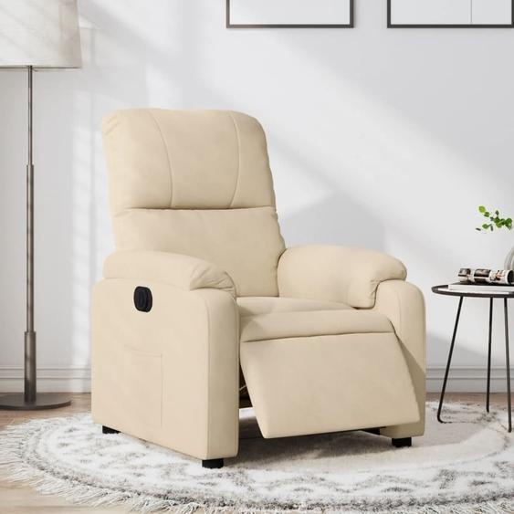 Fauteuil Relax Design Electrique Crème Tissu Microfibre, Fauteuil Classique 2024 Nouveau