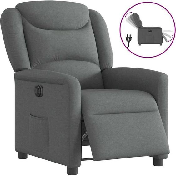 Fauteuil Relax Design Electrique Gris Foncé Tissu, Fauteuil Classique Nouveau