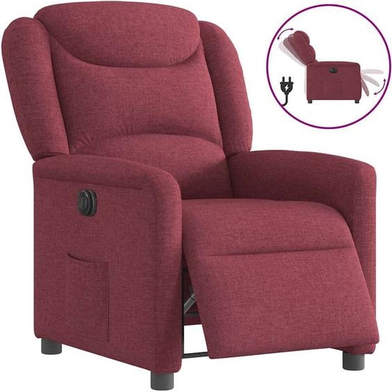 Fauteuil Relax Design Electrique Tissu Rouge Vin, Fauteuil Classique Nouveau