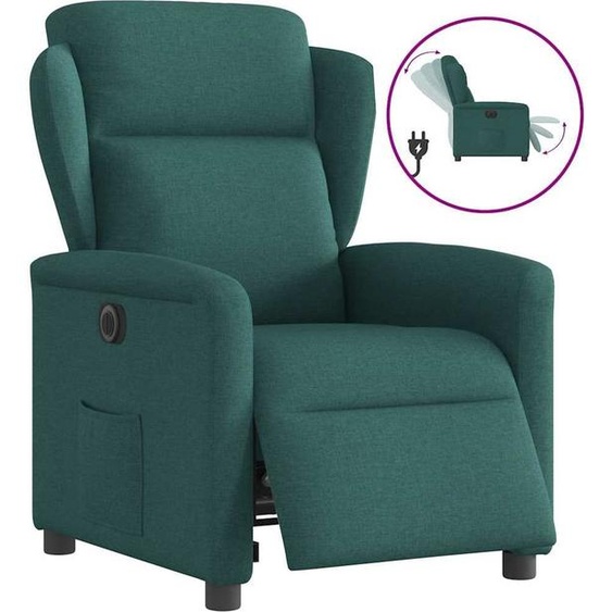 Fauteuil Relax Design Electrique Tissu Vert Foncé, Fauteuil Classique Nouveau