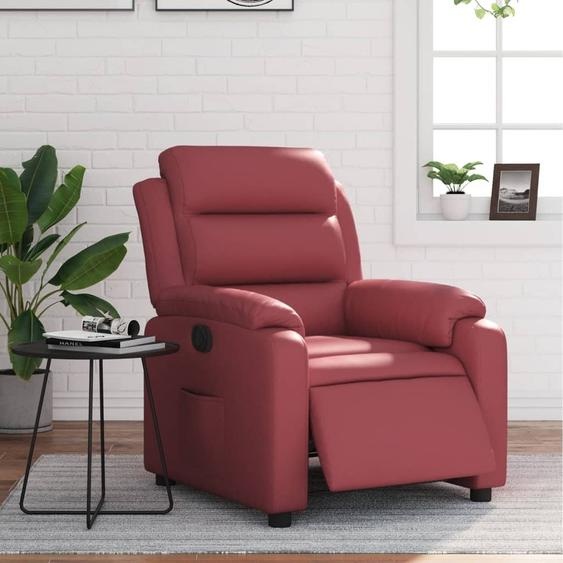 Fauteuil relax design électrique vin rouge simili cuir, Fauteuil classique 2024 Nouveau