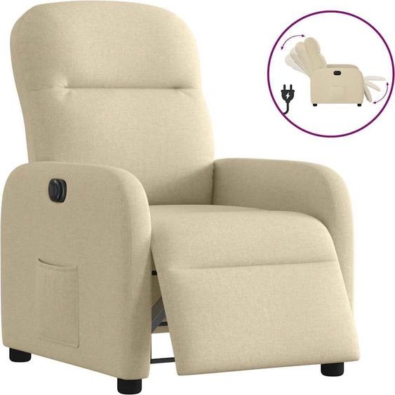 Fauteuil Relax Design Tissu Crème Electrique, Fauteuil Classique 2024 Nouveau
