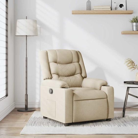 Fauteuil Relax Design Tissu Crème, Fauteuil Classique 2024 Nouveau