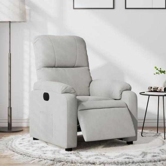 Fauteuil relax durable Électrique Gris clair Tissu microfibre Fauteuil classique Meubles5381530