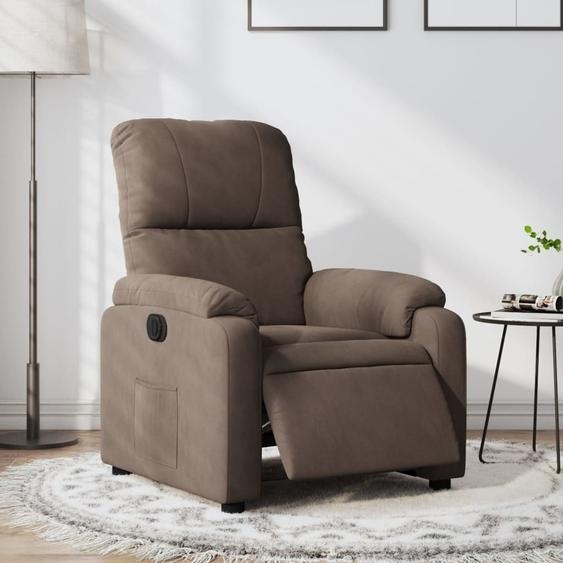 Fauteuil Relax Electrique Marron Tissu Microfibre, Fauteuil Classique 2024 Nouveau Design Meubles