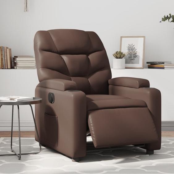 Fauteuil relax électrique pratique Marron Similicuir - Fauteuil TV & Relax ,mobilier design 8322138 2parcel