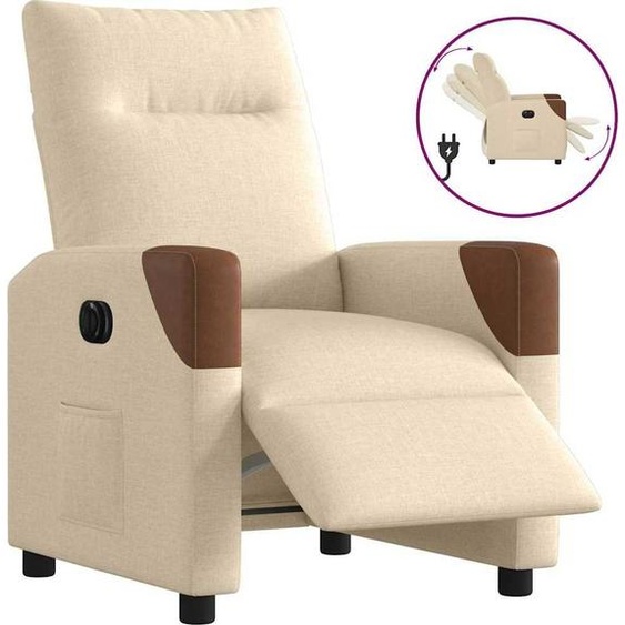 Fauteuil Relax Electrique Tissu Crème, Fauteuil Classique Design Meubles