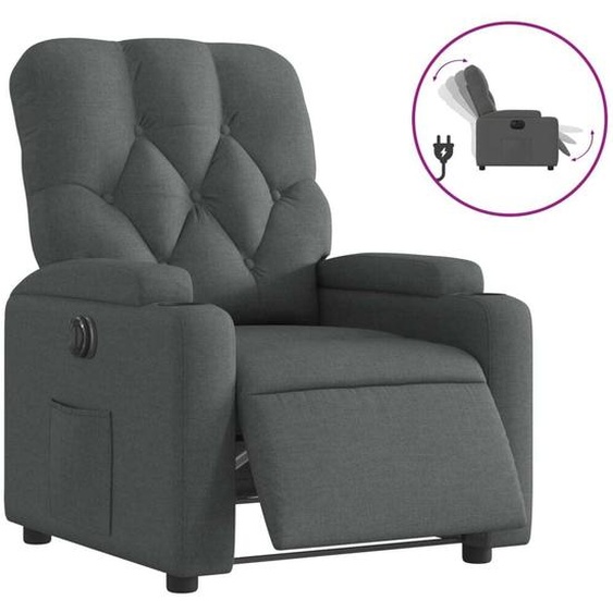 Fauteuil Relax Electrique Tissu Gris Foncé