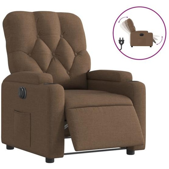 Fauteuil Relax Electrique Tissu Marron