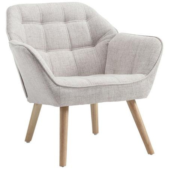 Wahson Office Chairs - Fauteuil relax Fauteuil Salon Moderne Fauteuil Scandinave avec Pied Bois Fauteul Rembourré pour Chambre, Lin, Beige