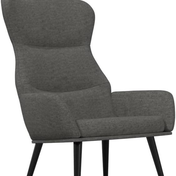 Fauteuil relax gris foncé, fauteuil rembourré avec revêtement en tissu et structure métallique, fauteuil confortable pour salon, généreusement rembourré, fauteuil design pour salon et bureau, dimensions : 70x77x94 cm
