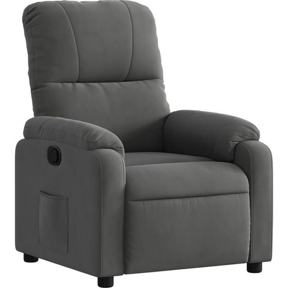 Fauteuil relax gris foncé tissu microfibre