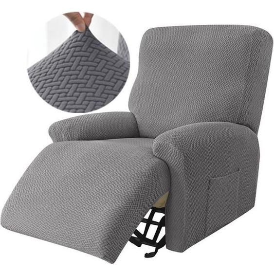 Fauteuil Relax Housse ,1 Pièce Jacquard Housse de Canapé Extensible Gris