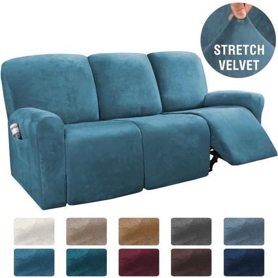 Fauteuil Relax Housse en Velours Extensible, Housse De Fauteuil Relax pour 3 Canapé Coussin Housse Doux Protecteur du Fauteuil,J