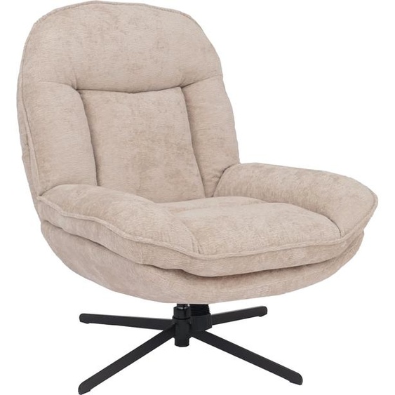 Fauteuil relax HWC-P32, Fauteuil TV Nosagfederung Fauteuil rembourré, pivotant Métal Tissu/Textile Chenille (370 g/m²) ~ crème