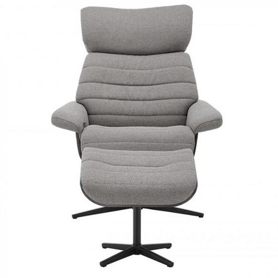 Fauteuil relax pivotant à 360° ESTHER assise confortable en tissu gris piétement métal noir