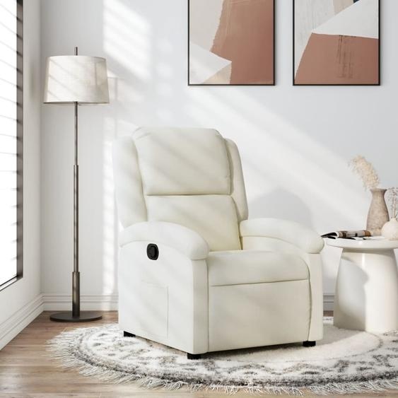 Fauteuil relax pratique crème velours - Fauteuil TV & Relax ,meubles design 7169764 1parcel