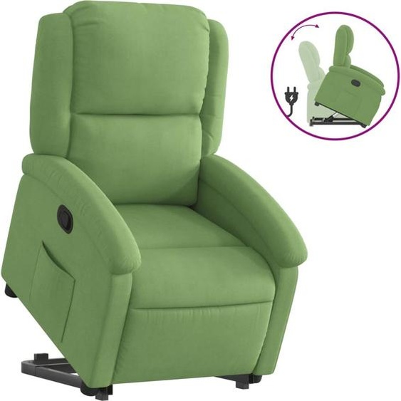 Fauteuil relax releveur vert clair velours