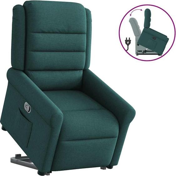 Fauteuil relax simple avec releveur Tissu vert foncé - Fauteuil TV & Relax FR4621298 2parcel