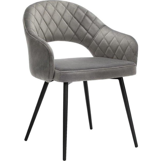 Fauteuil rembourré en velours avec accoudoirs, pieds en métal, design élégant, pour le salon, la salle à manger, la chambre à coucher, la cuisine, gris LDC82GY