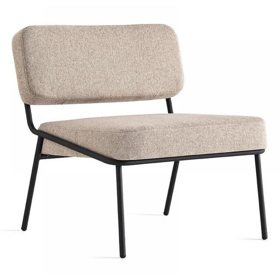 Fauteuil rembourré SIXTY structure métal assise tapissé grège