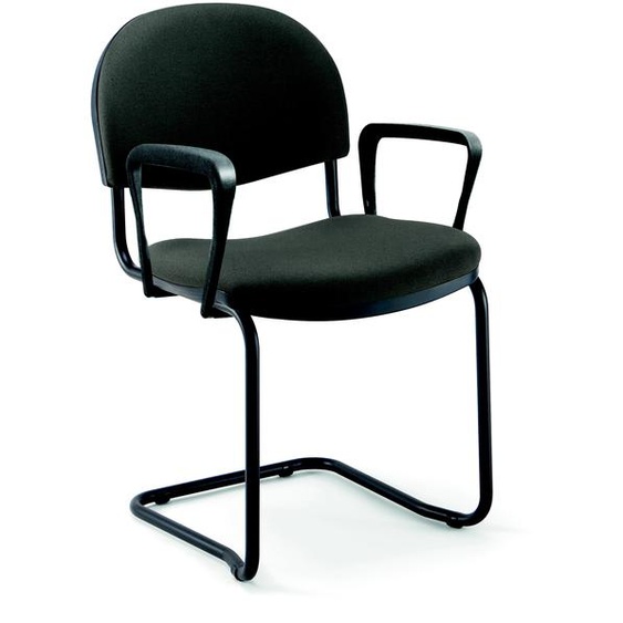 Fauteuil réunion et visiteur Prima - Tissu rembourré non feu - Anthracite - Pieds luge Noir