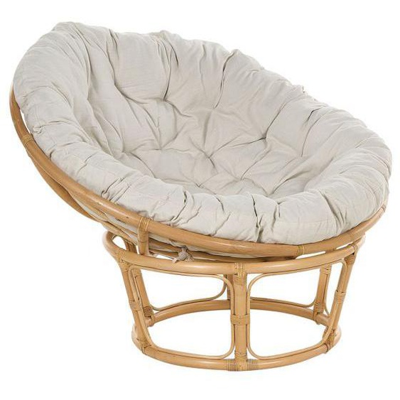Fauteuil rond en rotin ton naturel et beige clair SALVO