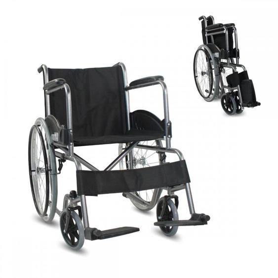 Fauteuil roulant pliable Fauteuil roulant pliant automoteur Mobiclinic Alcazaba Assise 46 cm Système de montée sur trottoir Pneus anti-chocs Freins sur les roues Noir