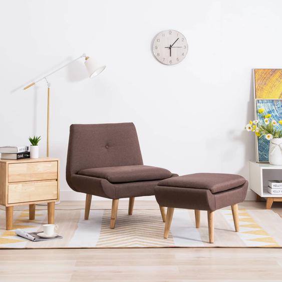 Fauteuil sans accoudoirs avec repose-pied Marron Tissu