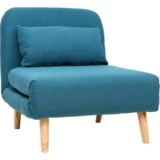Fauteuil scandinave convertible en tissu bleu canard AMIKO