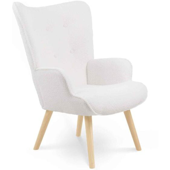 Fauteuil scandinave IVAR en tissu bouclette blanc
