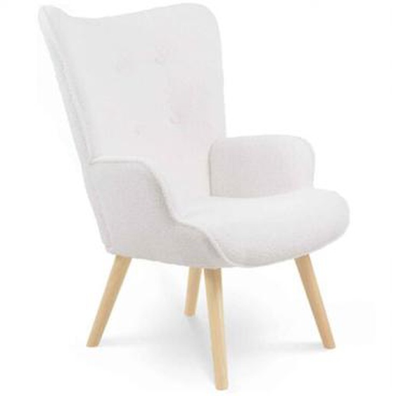 Fauteuil scandinave IVAR en tissu bouclette blanc