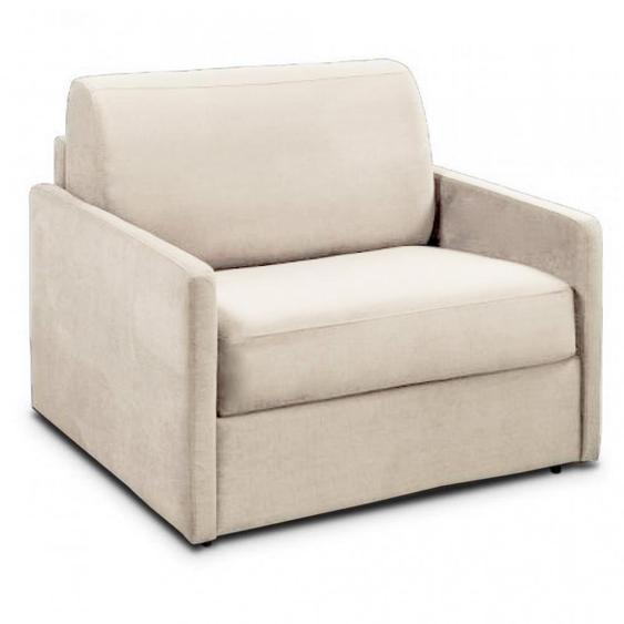 Fauteuil SUN convertible express 70*192 matelas épaisseur 16cm sommier lattes tissu tweed twist crème