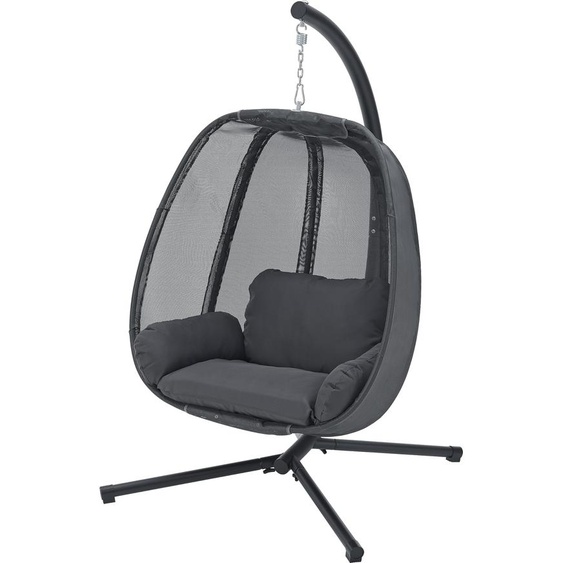 Fauteuil suspendu Abegondo avec structure et coussin Indoor Outdoor max. 120 kg Panier suspendu Chaise suspendue pour lintérieur et lextérieur Structure en acier Gris foncé