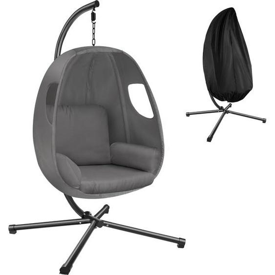 Fauteuil suspendu ANIKA avec cadre et coussin 160kg - gris anthracite