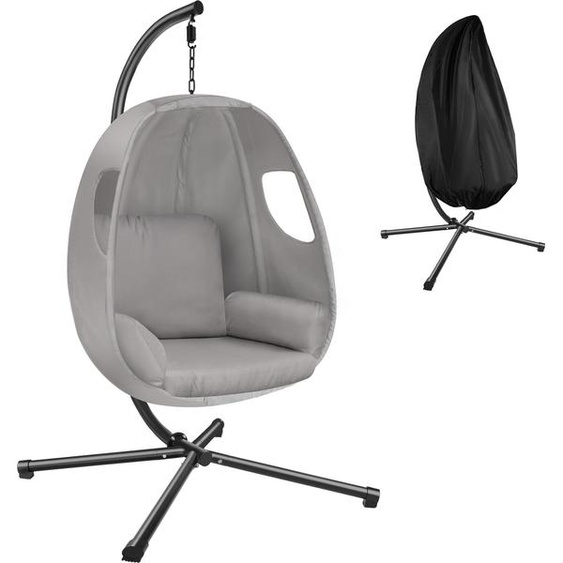 Fauteuil suspendu ANIKA avec cadre et coussin 160kg - gris clair