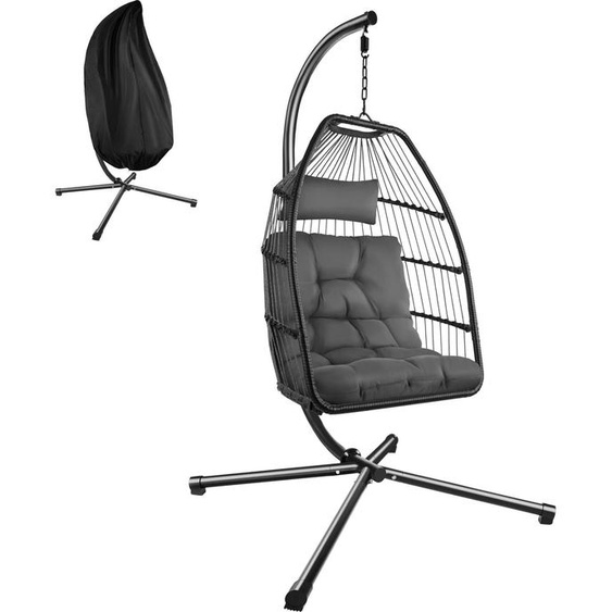 Fauteuil suspendu Ariane avec structure et coussin 160kg - gris foncé