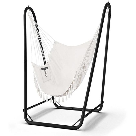 Fauteuil suspendu avec structure noire, capacité de charge de 160 kg, pour intérieur et extérieur